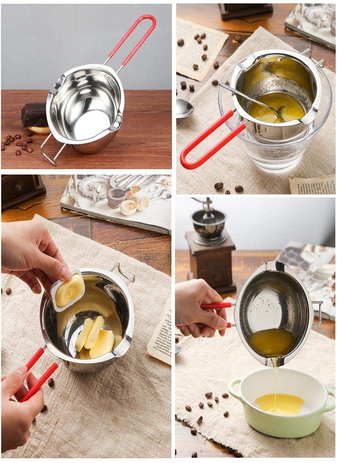 TIYOORTA Stainless Steel Double Boiler Pot, 600ML Updated Melting Pot with Silicone Spatula for Melting Butter,Chocolate, Candy, Cheese and Caramel (Red) - Image 2